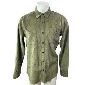 Weatherproof Men's Green Corduroy Collared Long Sleeve Button Down Shirt Top M